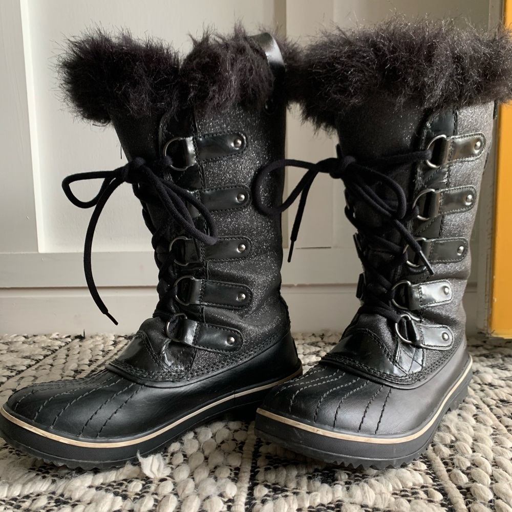 Black glitter sorel boots